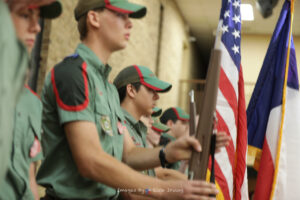 Trail Life Troop presents the Colors at Fort Worth Roll Ccall Luncheon May 2022