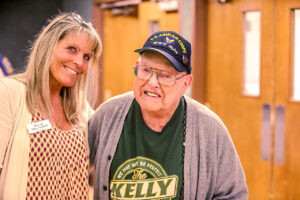 WWII Veteran Bill Kelly and Roll Call President Mary Staffeld Fort Worth Roll Call Luncheon March 2022