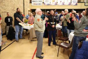 Roll Call Fort Worth USMC Iwo Jima survivor Don Graves sings God Bless America at monthly luncheon February 2023